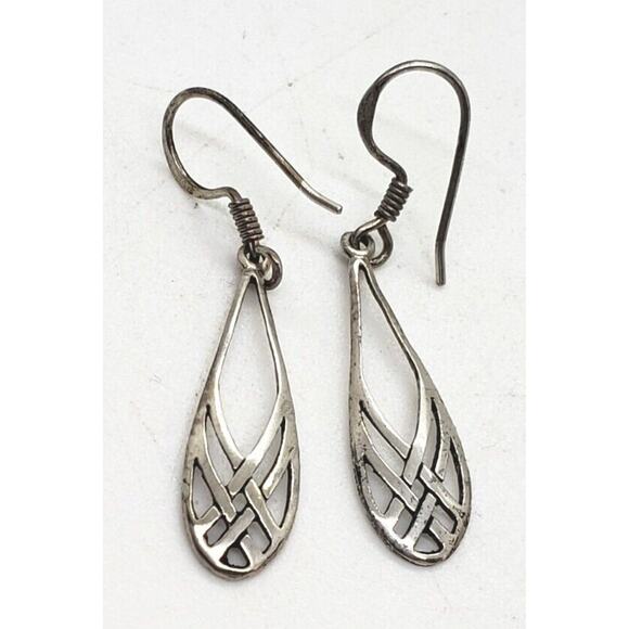 Vintage Jewelry - Vintage Y2K Sterling Silver Celtic 925 Earrings hooks Beaded Long Dangle